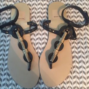 Dolce Vita black & gold Dinara sandals size 8.5